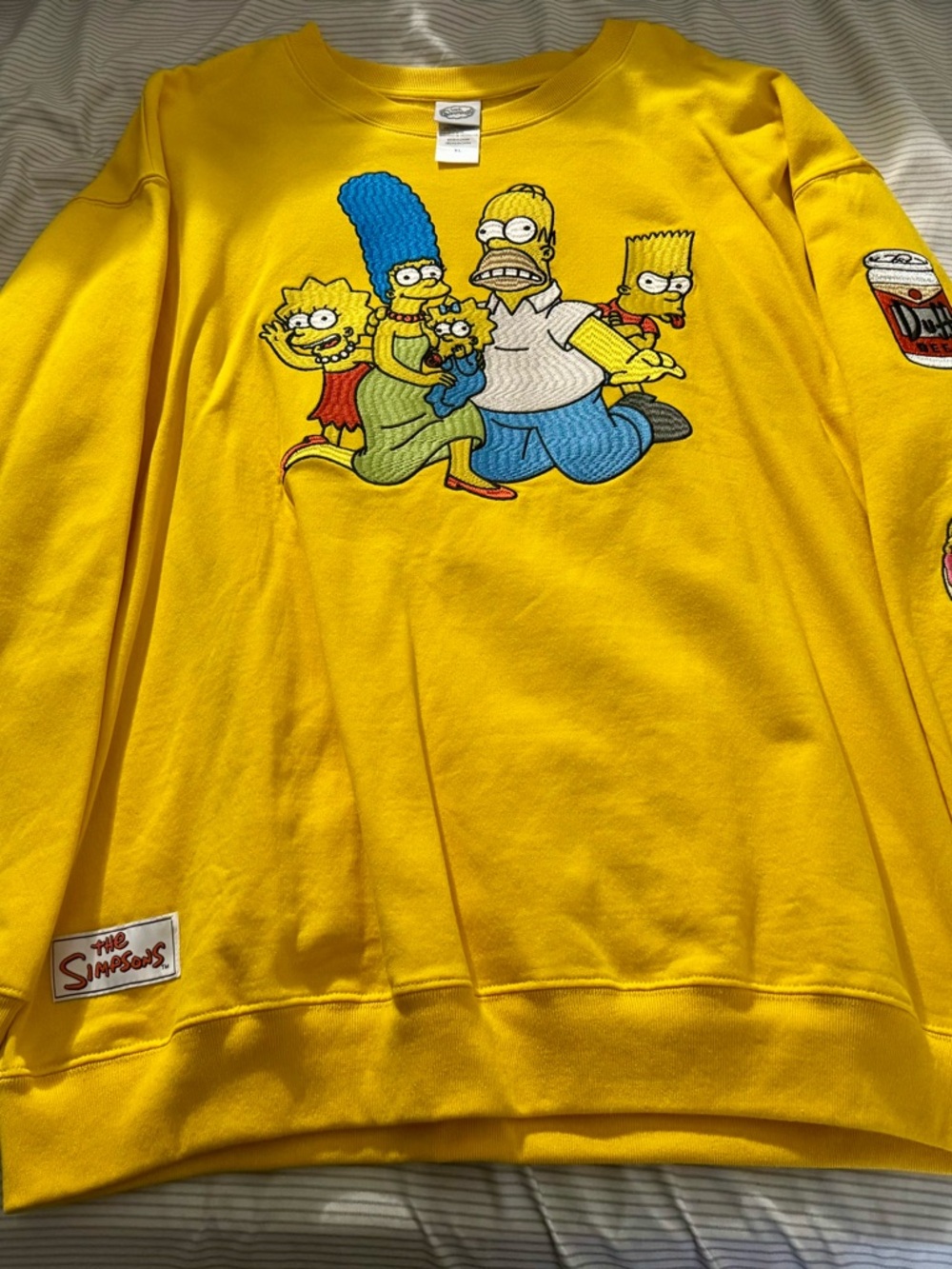 Yellow The Simpsons Crewneck Sweatshirt with Family Graphic